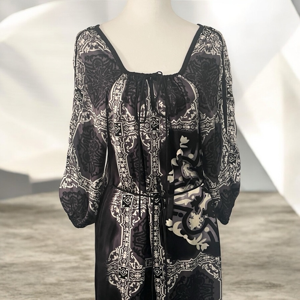 Hale Bob Cabana Boho Print Long Sleeve Dress Small